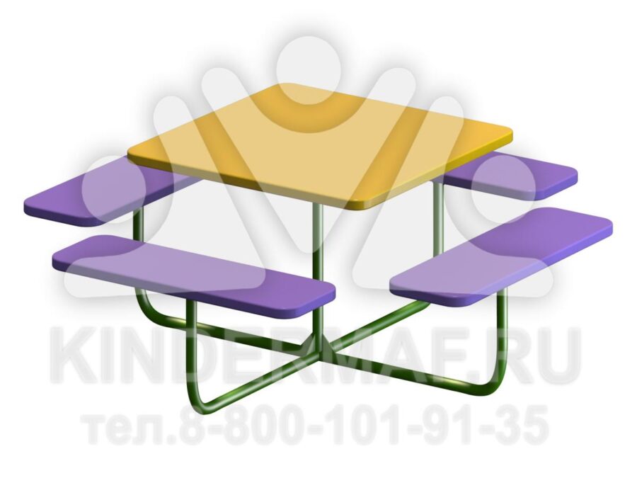 Прямоугольный столик с четырмя лавочками - 5564